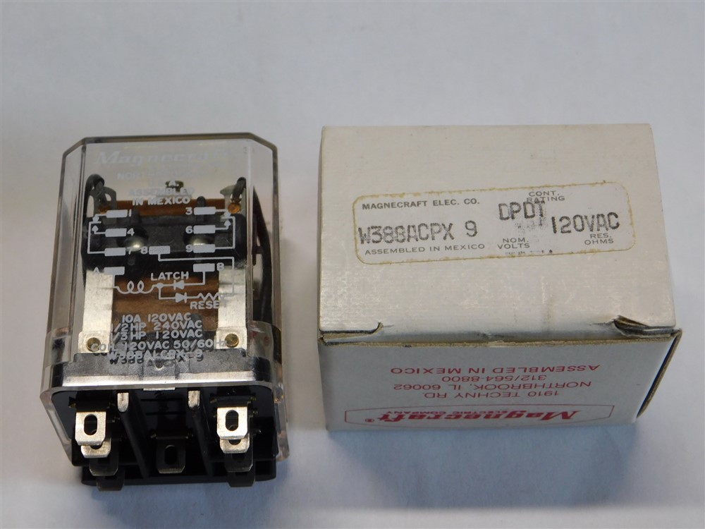 Magnecraft W388ACPX-9 DPDT 120VAC Coil, 12A 120VAC Contacts, Relay