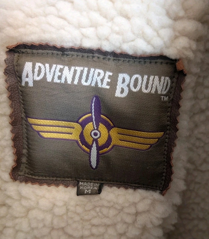 Size Medium Brown Leather Bomber Jacket With Removable Lining Unisex - Image 2 of 4