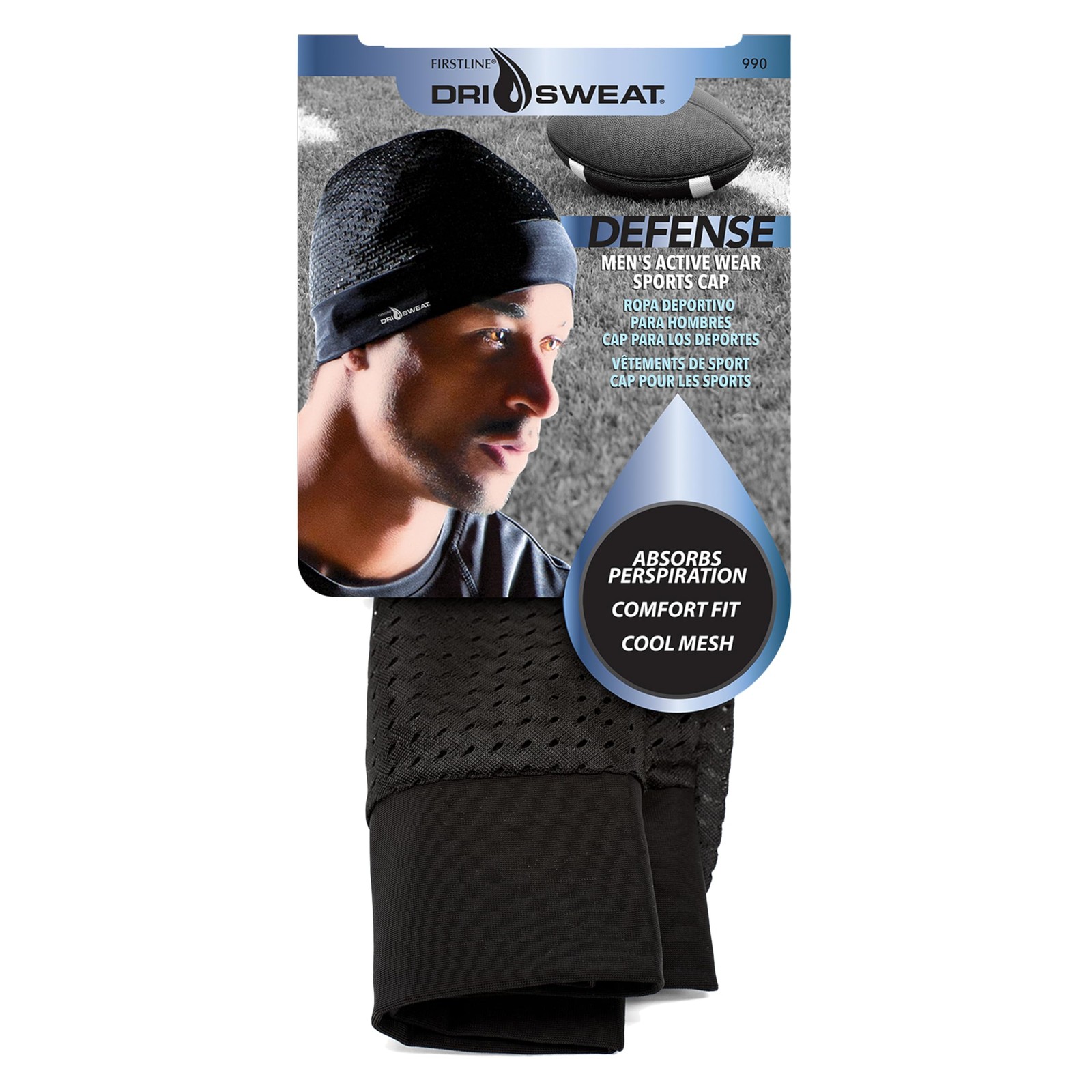 Dri Sweat Defense Sports cap 1 Count (Pack of 1), Black