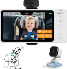 Wireless Baby Car Camera 5" HD 1080P IPS Anti-Glare Screen USB Powered, Temperat