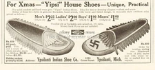 1910 Ypsilanti Indian Shoe Co Michigan Swastika Hand Sewn Buckskin Moccasins Ad