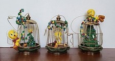 3 Tweety Bird Ornaments Bradford Exchange Christmas Bird Cage Warner Bros 90s