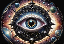 Abstract Surrealism Celestial Eye Clock Canvas Wall Art 40x28" (102x71cm)
