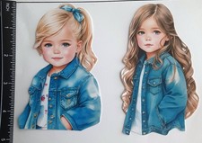 Lot of 2 Blonde Girls Denim Jackets SINGLE LAYER Embellishments 1097