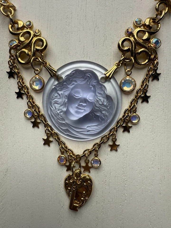 "Collar camafeo Kirks Folly púrpura Dream Angel estilo Art Nouveau AB DE COLECCIÓN 27"" ajustable"