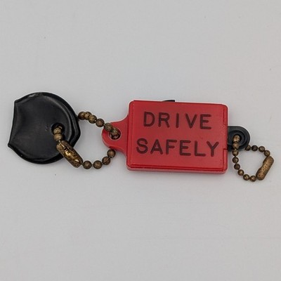 Vintage Safe-Way Brake Co Drive Safely Keychain Red Sample No 5650 Advertising