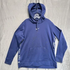 Nike Hoodie Mens XL Navy Dri-FIT Pullover Swoosh Athletic Training Performance