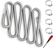 78.7" Stainless Steel Exhaust Hose, 1 inch Flexible Exhaust Pipe with 4 Hose Cla