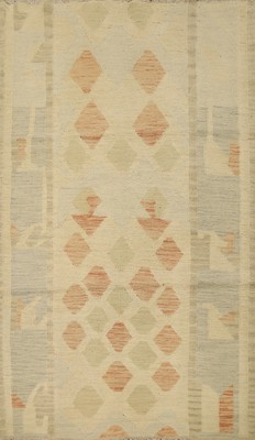 Ivory Kilim Flat Weave Reversible Foyer Rug 3x5 Vegetable Dye Oriental Carpet