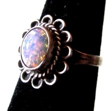 LOVELY VINTAGE STERLING SILVER RING SZ 6 MEXICO 925 MULTI COLOR STONE OPAL ???