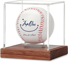 Baseball Display Case - Clear Cube Baseball Holder with Wooden Base, Special Kee