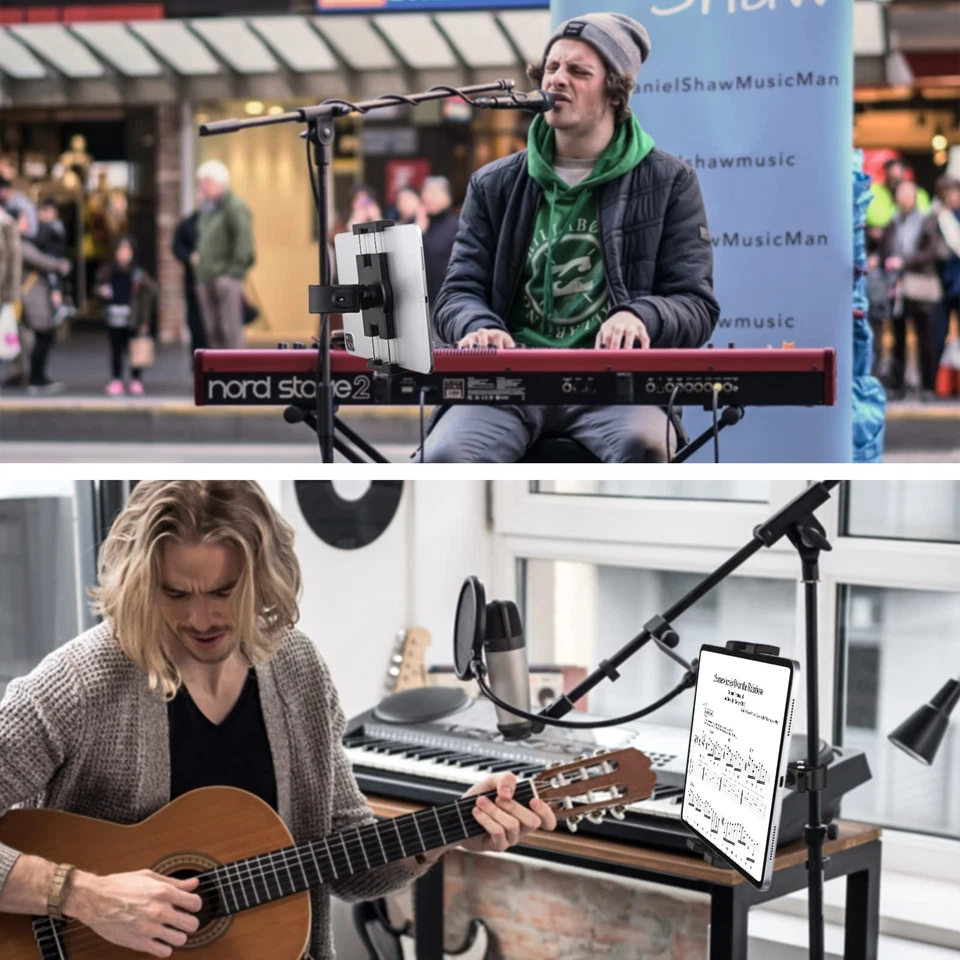 Supporto Tablet Asta Microfono, Porta Tablet Mic Microfono Musica Manubrio Con R - Immagine 2 di 4