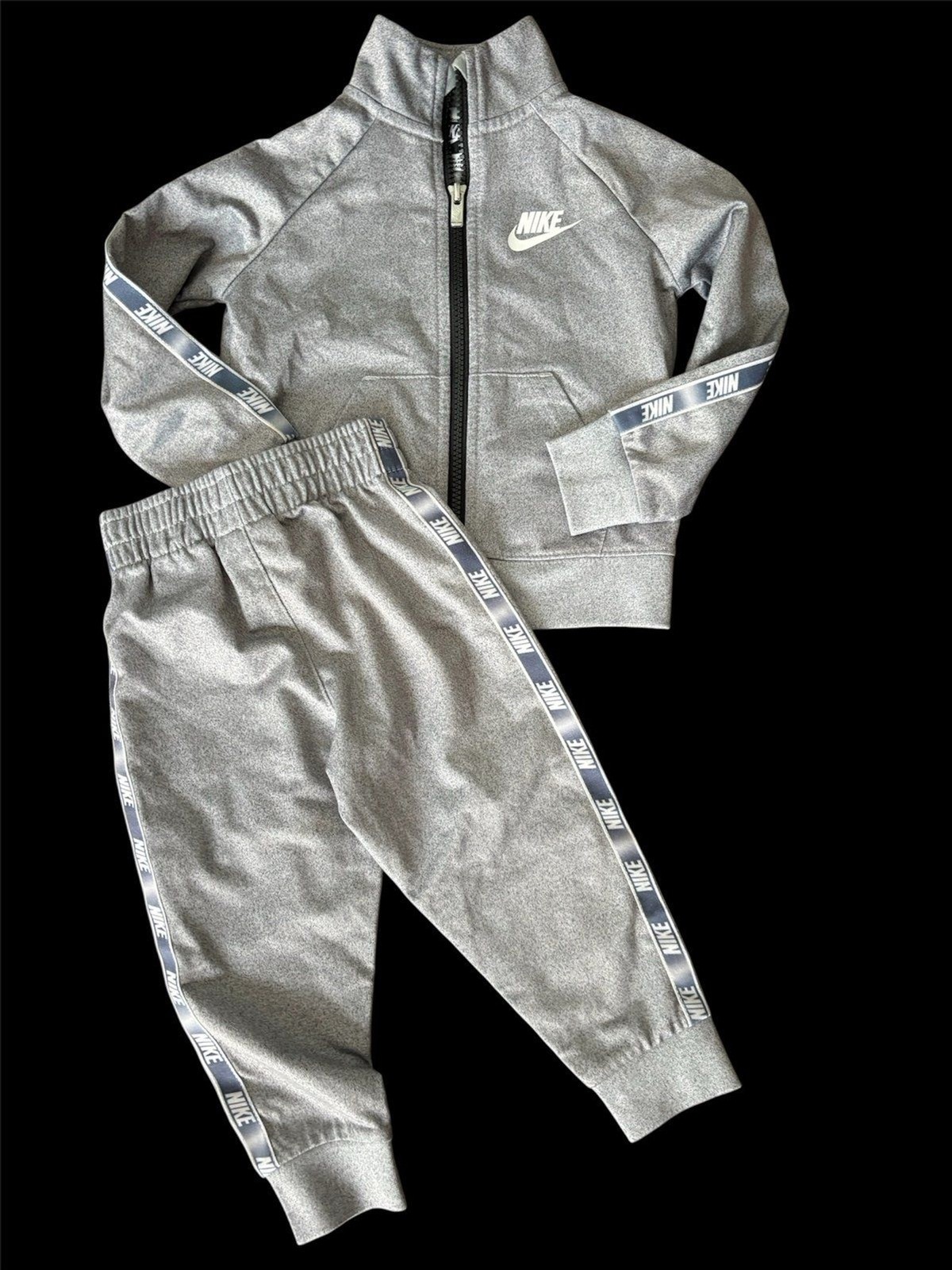 NIKE Boys 2 Piece Set Full Zip Jacket & Pants Size 2T Gray w/Blue