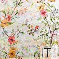 Window Privacy Film, Rainbow Stained Glass Floral, 17.5"x78.7"