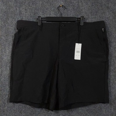 DKNY Shorts Mens 42 Black Stretch Chino Secure Zip Pockets Expandable Waist