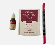 Stampin' Up Rose Red Classic Stamp Pad, Reinker  Marker