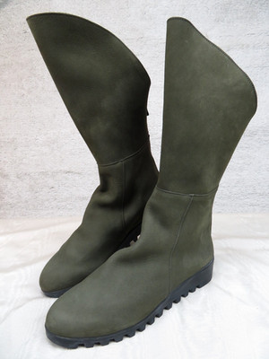 Arche France Lomakh Nubuck Suede Tall US 7 Boots Zip Gray Green Elf PIxie 37