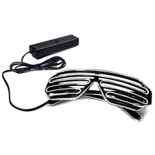 Aquat Light Up Flashing Shutter Neon Rave Glasses El Wire LED Sunglasses Voic...