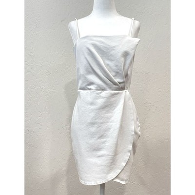 ~ Lulu's Lg Cocktail Mini Dress White Bodycon Hoco Dance Semi-Formal Stretch