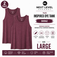 Next Level 7433 Mens Sleeveless Tank 2 Pack Washed Shiraz Casual Summer L