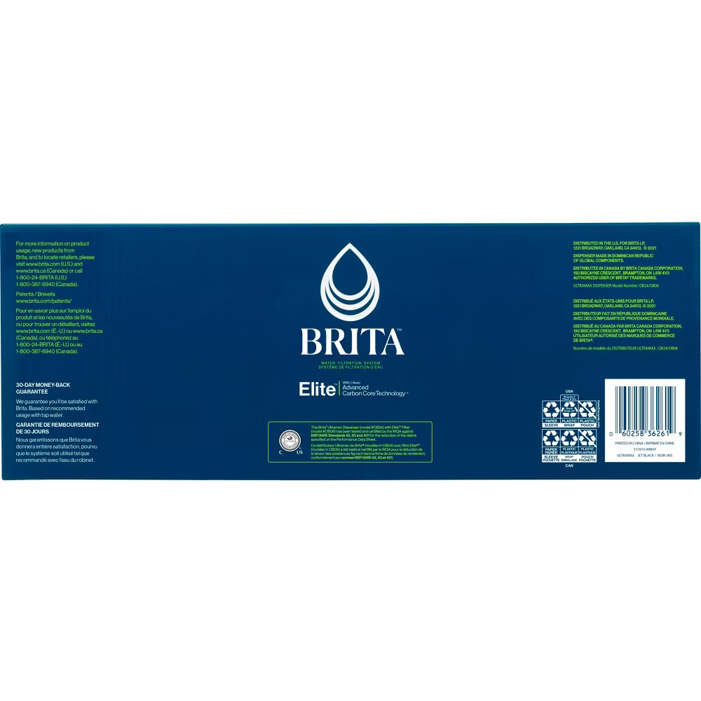 Brita XL 18-Cup BPA Free UltraMax Water Dispenser 1 Filter Black