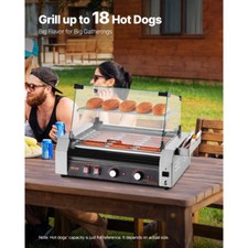 Hot Dog Roller 18 Hot Dog 7 Rollers Stainless Steel Sausage Grill Cooker