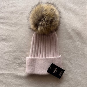 Norla Canada Handmade Variegated Tan Ribbed Wool Blend Knit Beanie Winter Hat Norla Canada Alpaca Wool Blend Ribbed Knit Beanie Faux Fur  main image 2