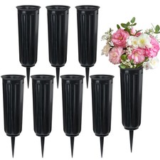 8 Pcs Black Plastic Cemetery Vases with Spikes for Grave Decorations Flowers