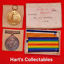 WW1 Medal Pair – S4‑218420 Pte W.A. Kniveton ASC – War & Victory – Ribbons
