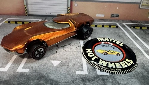 Hot Wheels 1969 Redline Turbofire Spectraflame Orange With Button, Vintage