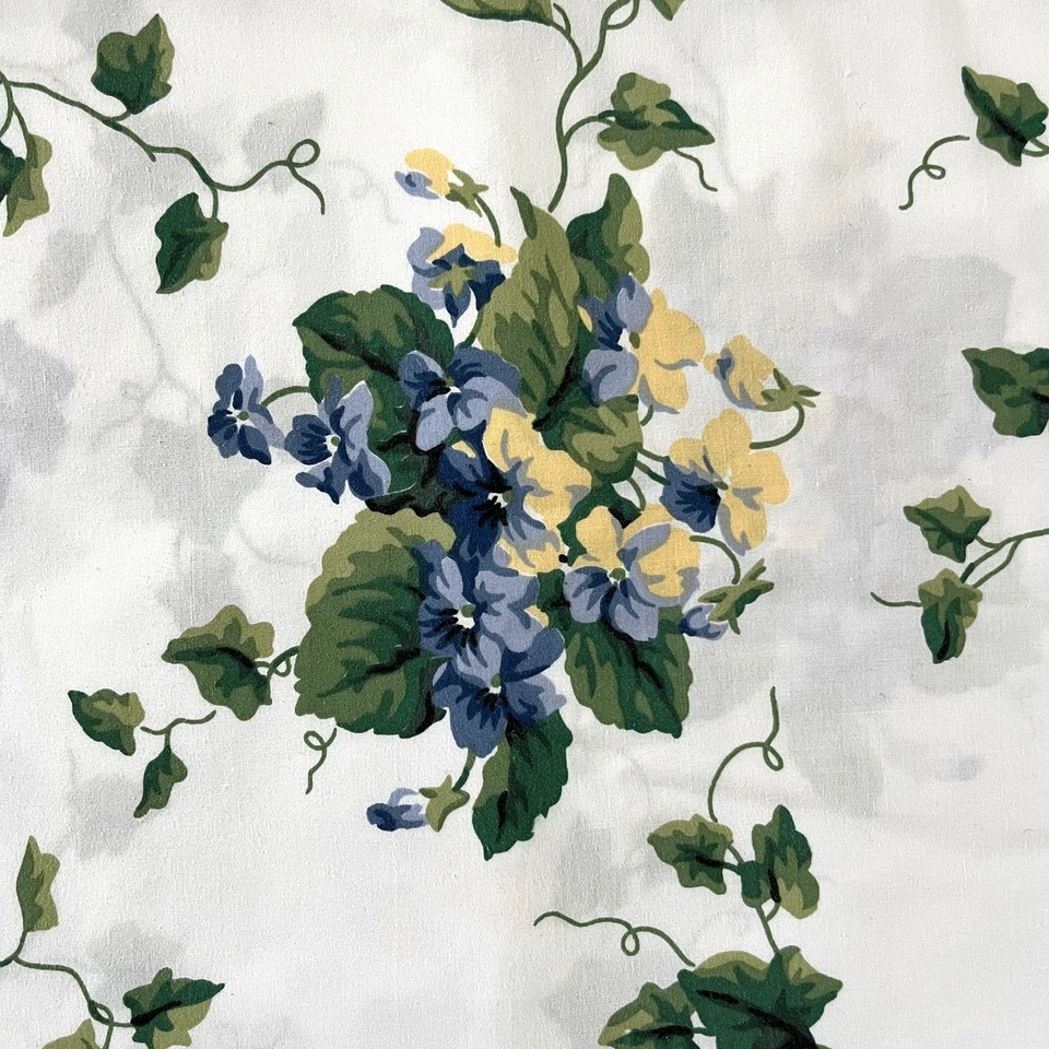 Sábana plana vintage Waverly DULCES VIOLETAS hojas de hiedra reina azul verde usada en excelente estado Foto 2 de 4