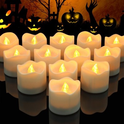 12PCS Warm White Flameless LED Candles with TimerBattery Operated Tea Lights ...