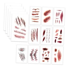 121Pcs Zombie SFX Makeup Scar Tattoo Stickers for Halloween Cosplay Red Scar-121