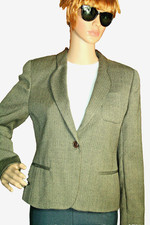 Harve Benard Suit Jacket Blazer Vintage Beige Herringbone Wool Womens Size 6 P