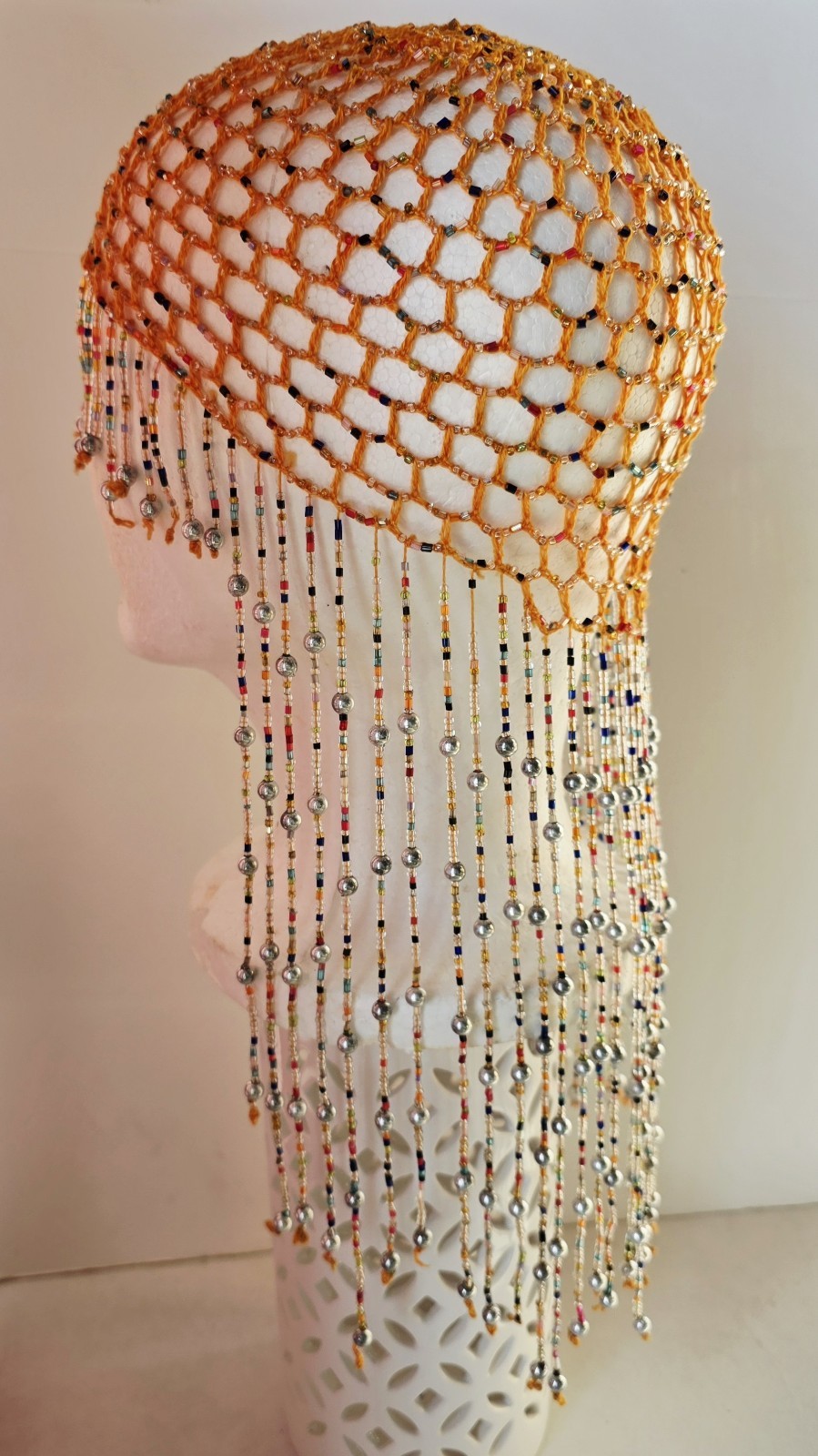 Cleopatra Style Beaded Head Cap. Fun Costume Piec… - image 1