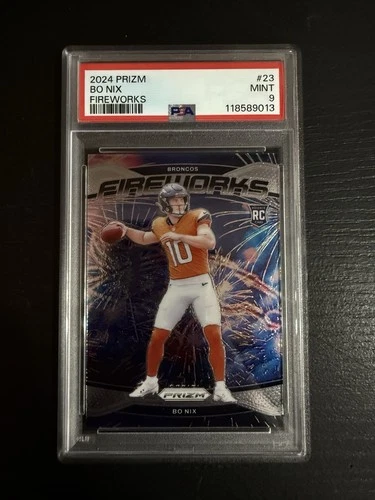 Panini Prizm 2024 Fireworks Bo Nix Rookie Insert #23 PSA 9 Denver Broncos