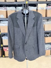 Pendleton Mens Gray Sports Jacket Sz 44 Long Black Shoulders Made In USA ๐ฅ