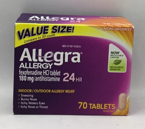 Exp 5/26 Allegra Adult 24 Hr Allergy Tablets 70 Tabs EXP 5/26