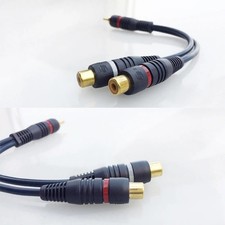 2 RCA Male to 1 RCA Female Audio Splitter Cable OFC Car Audio Adapter Wire