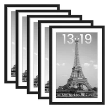 upsimples 5-Pc 13x19 Black Picture Frame Set Wall Gallery Poster Photo Frame