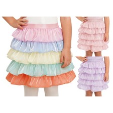 Kids Girls Flowy Soft Lining 5-Layer Ruffle Skirt Costume Layered Princess Mesh