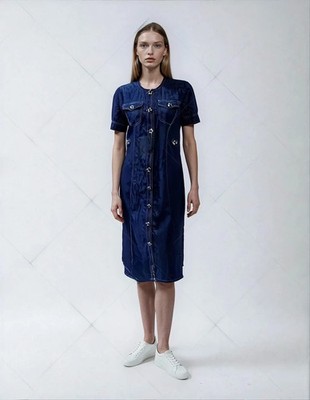 Women s Denim Dress   Lightweight Below-Knee Length with Handmade Statement