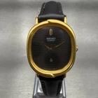 Seiko Watch Women 23mm Black Dial Gold Tone Oval 4720-5050 Vintage New Battery