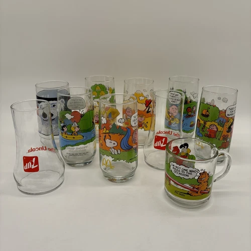Vintage Ten (10) Peanuts McDonald’s & Coca Cola Glasses!