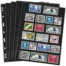 20 Sheets Stamp Pages Collector Stamp Collecting Album Binder Standard 9 Hole...