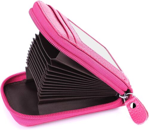 Portatarjetas de crédito con bloqueo RFID para hombres y mujeres con cremallera de cuero talla compacta billetera - Imagen 20 de 47