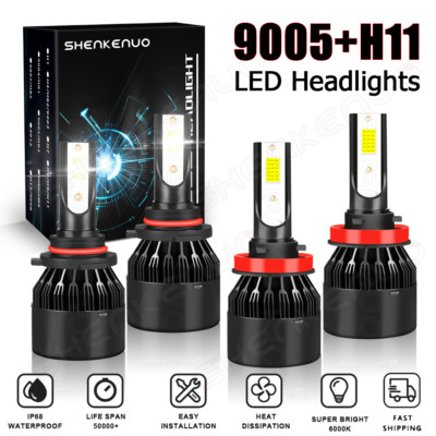 9005 H11 LED Headlights Fit For Chevy Traverse 2009-2012 High Low Beam Kit 4Pcs