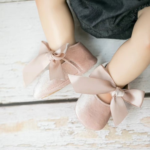 Outdoor Infant Girls Lace Bow Shoes Velvet Fabric Baby Princess Dress Shoes - Picture 13 of 20