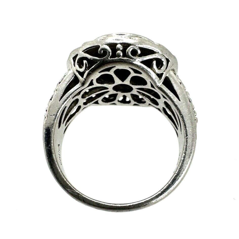 Designer Solid Sterling Silver Diamond Ring Size 7 - image 4
