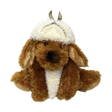 Hugfun Intl Inc Brown Shaggy Puppy Dog Bean Plush w/ Hat & Scarf Bow 15” Floppy